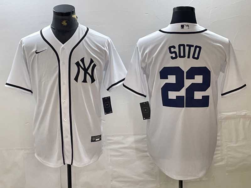 Men%27s New York Yankees #22 Juan Soto White Fashion Cool Base Jersey